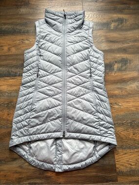 Columbia Joy Peak II Long Vest Women L Grey Omni-Heat Insulated Hiking